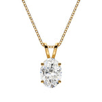 18K Solid Gold Oval Cut Natural Diamond Solitaire Pendant Necklace - Close Up | Riyanika Jewels