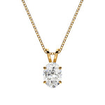 14K Natural Diamond Oval Cut Solitaire Pendant Necklace