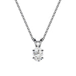 14K Natural Diamond Oval Cut Solitaire Pendant Necklace