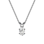 18K Solid Gold Oval Cut Natural Diamond Solitaire Pendant Necklace
