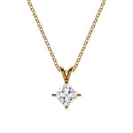 14K Natural Diamond Princess Cut Necklace
