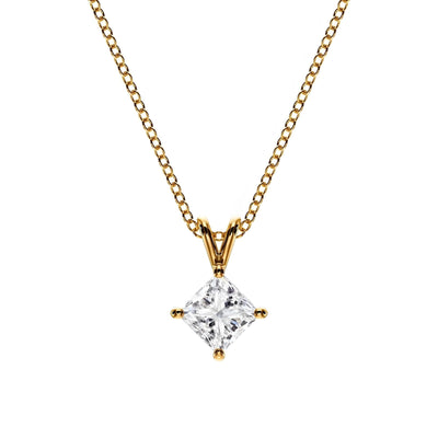 14K Lab Grown Diamond Princess Cut Necklace