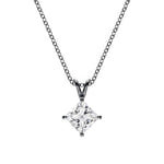 18K Solid Gold Princess Cut Natural Diamond Necklace - Side View | Riyanika Jewels
