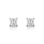14K Natural Diamond Princess Cut Stud Earrings