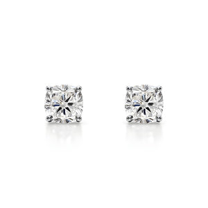 18K Solid Gold 1 CT Natural Diamond Cushion Cut Stud Earrings