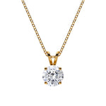 18k Solid Gold 1 CT Round Cut Lab Grown Diamond Solitaire Pendant Necklace - Side View