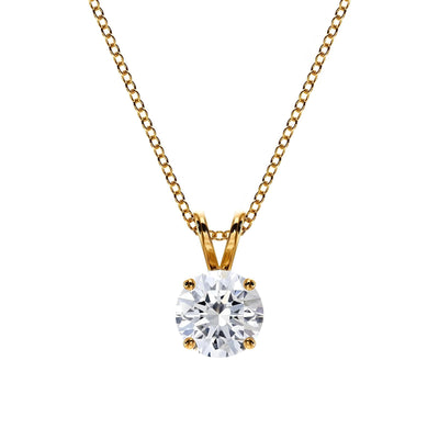 18K Solid Gold Natural Diamond Solitaire Pendant Necklace