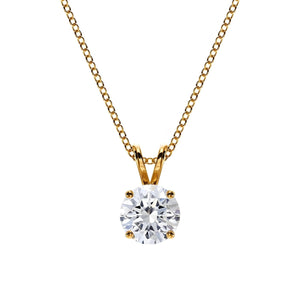 14K Natural Diamond Solitaire Pendant Necklace