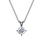 14K Natural Diamond Asscher Cut Solitaire Necklace