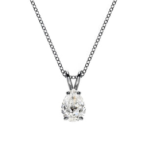 18K Solid Gold Pear-Shaped Natural Diamond Pendant Necklace
