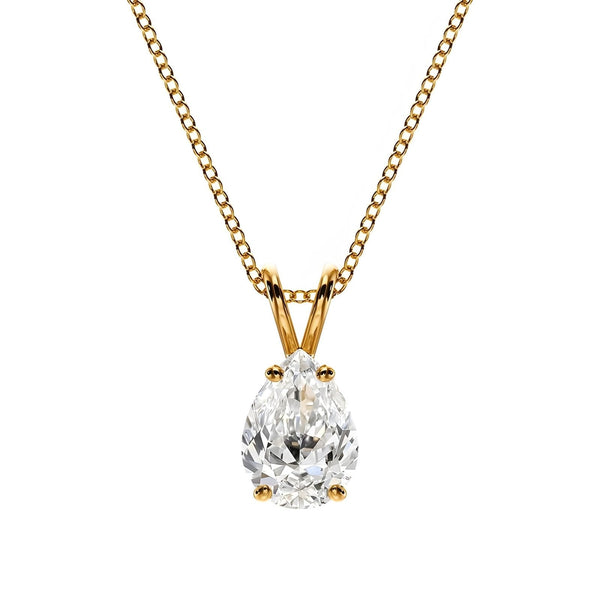 14K Lab Grown Diamond Pear Cut Solitaire Pendant Necklace