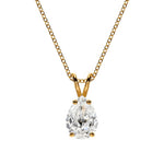 18K Solid Gold Pear-Shaped Natural Diamond Pendant Necklace - Side View | Riyanika Jewels