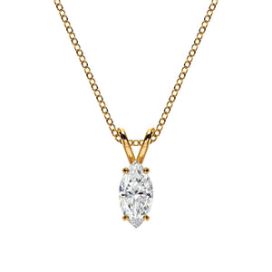 14K Natural Diamond Marquise Cut Pendant Necklace