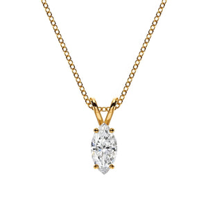18K Solid Gold Marquise Cut Natural Diamond Pendant Necklace