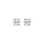 18K Solid Gold Natural Diamond Round-Cut Stud Earrings