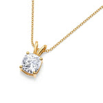 14K 1ct Natural Diamond Cushion Cut Pendant Necklace