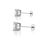 18K Solid Gold Natural Diamond Princess-Cut Stud Earrings - Side View | Riyanika Jewels