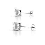 18K Solid Gold Lab Grown Diamond Princess-Cut Stud Earrings - Side View | Riyanika Jewels