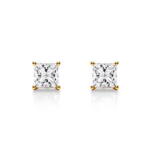 14K Lab Grown Diamond Princess Cut Stud Earrings