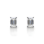 18K Solid Gold Lab Grown Diamond Emerald-Cut Stud Earrings - Detail | Riyanika Jewels