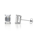 18K Solid Gold Lab Grown Diamond Emerald-Cut Stud Earrings - Close Up | Riyanika Jewels