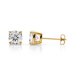 18K Solid Gold 1 CT Natural Diamond Cushion Cut Stud Earrings - Detail | Riyanika Jewels