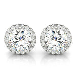 14K Lab Grown Diamond Round Cut Halo Stud Earrings