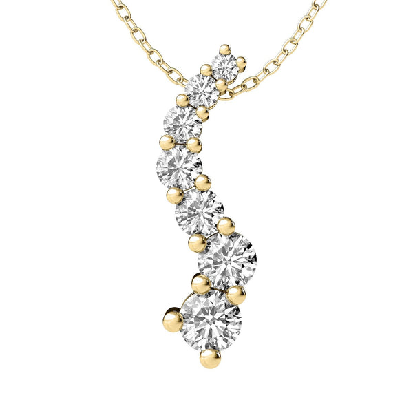 18K Solid Gold Natural Diamond Journey Pendant Necklace