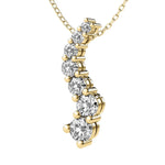 14K Solid Gold Natural Diamond Journey Pendant Necklace