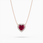 14K Ruby Halo Pendant Necklace