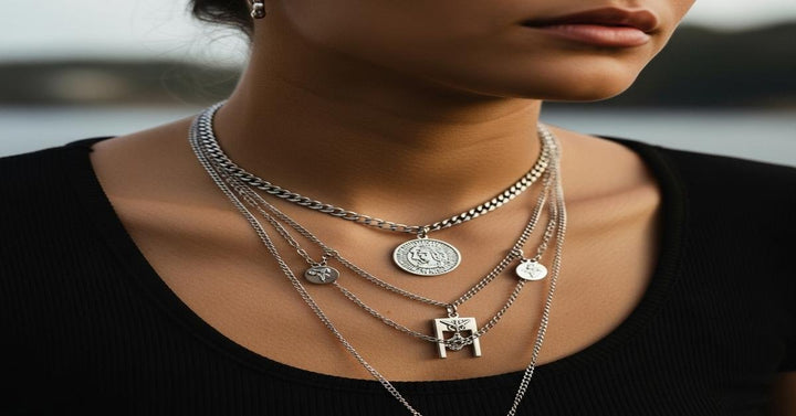 Layered gold chains with personalized charms for everyday styling