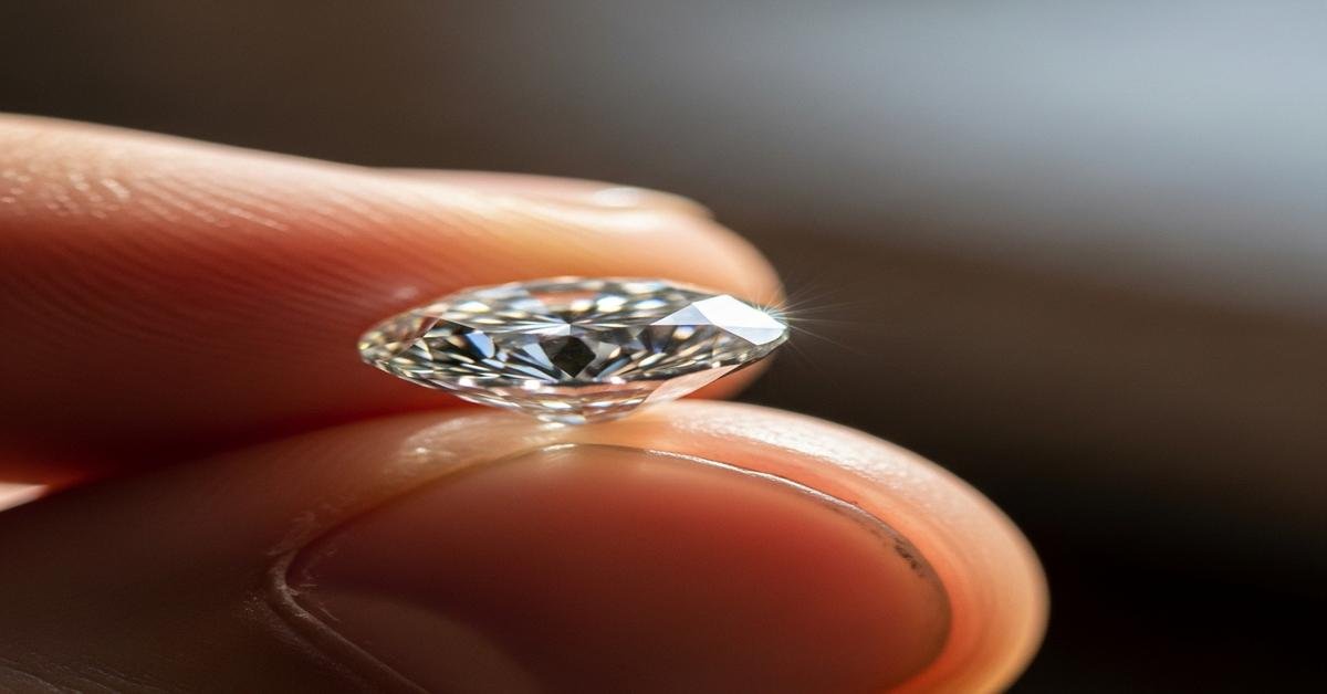 Lab-grown diamond in 18K gold engagement ring setting with brilliant cut
