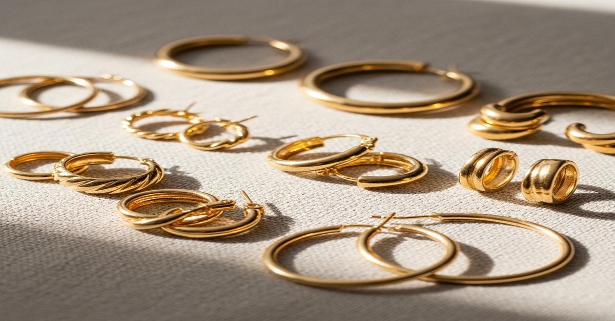 Gold hoop earrings from classic huggies to oversized statement styles in 18K gold