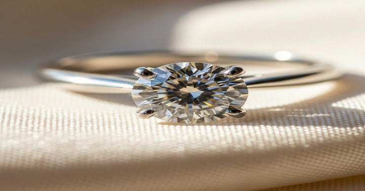 Classic 18K gold four-prong solitaire diamond engagement ring with round brilliant cut stone