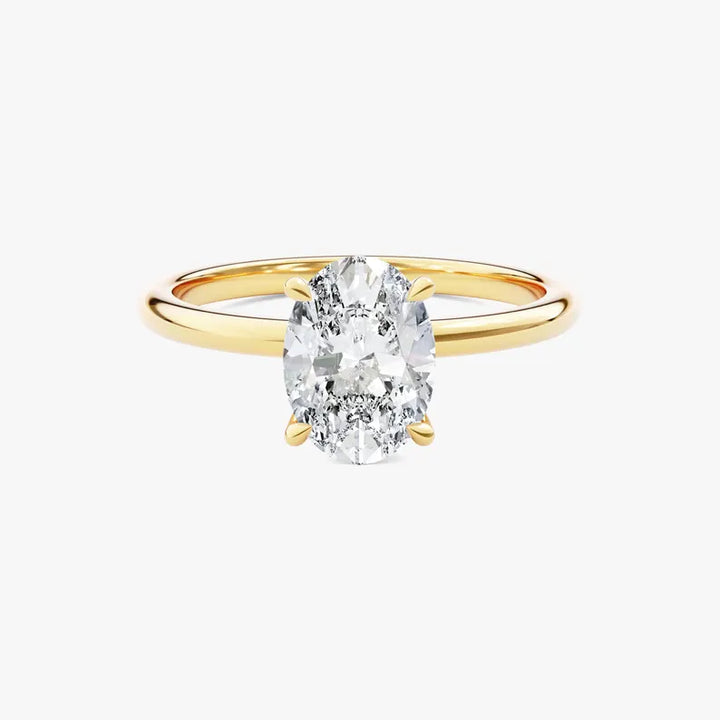 18K solid gold 3 ct oval cut lab grown diamond solitaire engagement ring