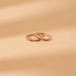 14K Solid Gold 0.15 CT Rainbow Sapphire Huggie Hoop Earrings