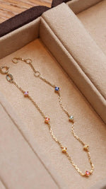 14K Solid Gold 0.40 CT Rainbow Sapphire Station Bracelet