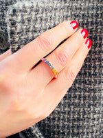 14K Solid Gold 1.22 CT Rainbow Sapphire Half Eternity Band