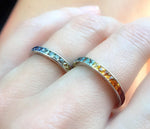 18K Solid Gold 1.38 CT Princess Cut Rainbow Sapphire Eternity Band