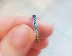 18K Solid Gold 1.38 CT Princess Cut Rainbow Sapphire Eternity Band