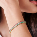 14K Solid Gold 3.10 CT Round Cut Rainbow Sapphire Tennis Bracelet