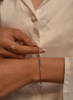 14K Solid Gold 3.18 CT Rainbow Sapphire Tennis Bracelet