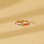 18K Solid Gold 3.50 CT Rainbow Sapphire Channel Set Eternity Band