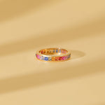 14K Solid Gold 3.50 CT Rainbow Sapphire Channel Set Eternity Band