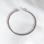 14K Solid Gold 4.32 CT Princess Cut Rainbow Sapphire Bezel Tennis Bracelet