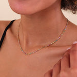 18K Solid Gold 4.40 CT Rainbow Sapphire Bezel Set Tennis Necklace
