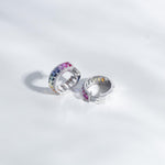 18K Solid Gold 6.76 CT Emerald Cut Rainbow Sapphire Hoop Earrings