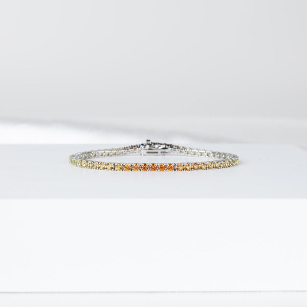 18K Solid Gold 7.75 CT Round Cut Yellow Sapphire Tennis Bracelet