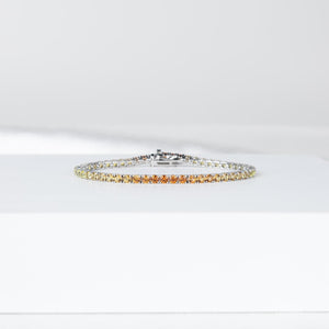 14K Solid Gold 7.75 CT Round Cut Yellow Sapphire Tennis Bracelet