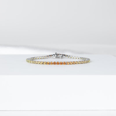 14K Solid Gold 7.75 CT Round Cut Yellow Sapphire Tennis Bracelet